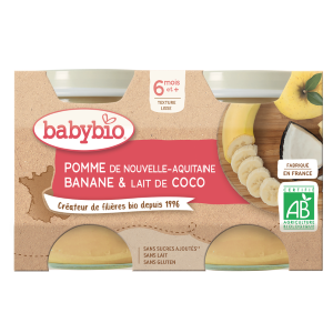 Babybio Petit Pot Pomme Banane & Lait de Coco - 2x130g - Pharmacie Agnès Praden à Alès