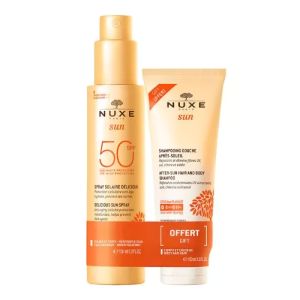 Nuxe Sun - Spray Solaire Délicieux SPF50 150ml + Shampooing Douche Après-Soleil 100ml Offert - Pharmacie Agnès Praden à Alès