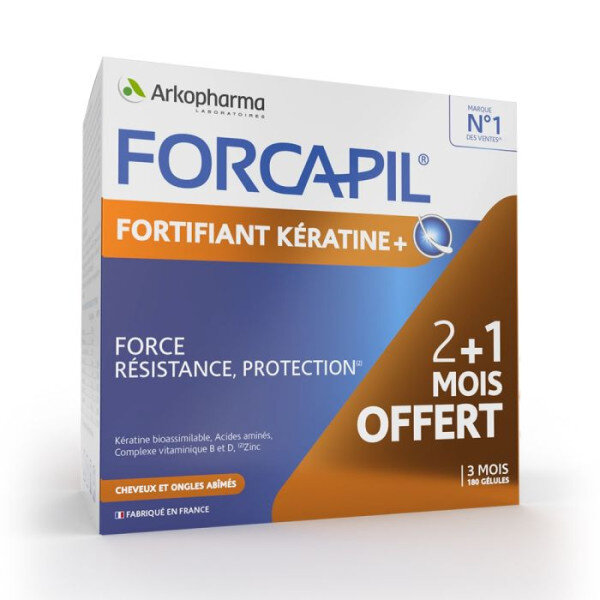 Forcapil Fortifiant Kératine+ Programme 3 mois 120 + 60 Gélules - Pharmacie Agnès Praden à Alès