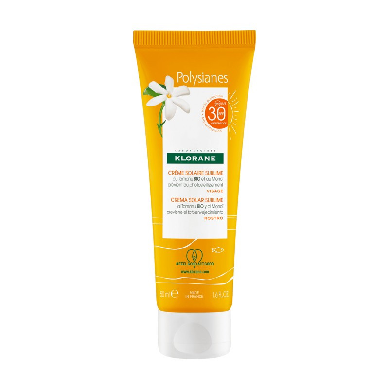 Klorane Polysianes Crème solaire  Bio SPF30 - 50ml - Pharmacie Agnès Praden à Alès