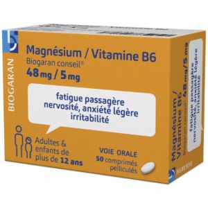 Biogaran Magnésium 48mg / Vitamines B6 50 Comprimés - Pharmacie Agnès Praden à Alès