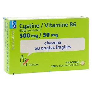 Biogaran Cystine Vitamine B6 500mg/50mg - 120 Comprimés - Pharmacie Agnès Praden à Alès