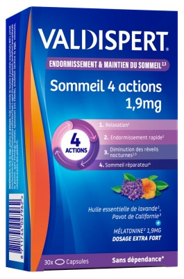 Valdispert Mélatonine 1.9 mg 4 actions 30 capsules - Pharmacie Agnès Praden à Alès