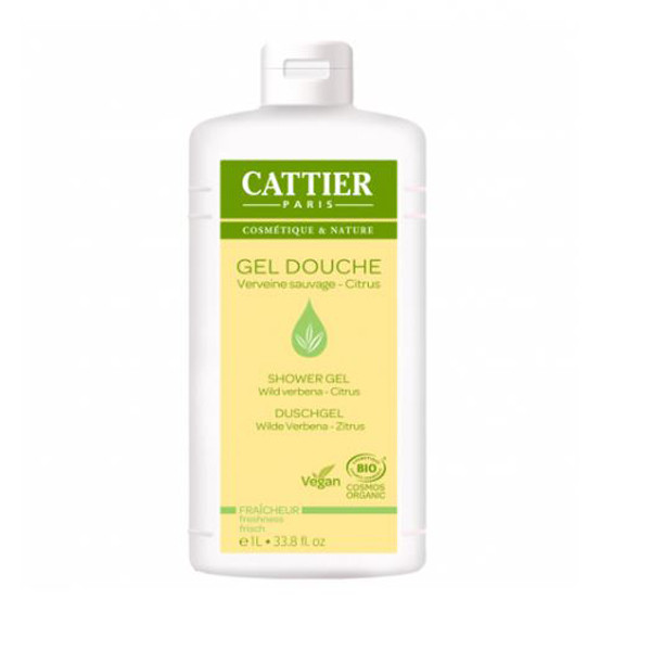 Cattier gel douche fraîcheur verveine sauvage - citrus 1L - Pharmacie Agnès Praden à Alès