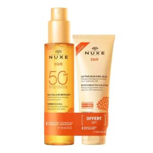 Nuxe Sun - Huile Solaire Bronzante SPF50 150ml + Lait Fraîcheur Après-Soleil 100ml Offert - Pharmacie Agnès Praden à Alès