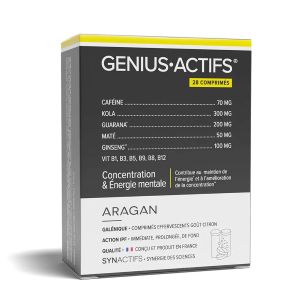 Aragan Synactifs GeniusActifs Concentration et Energie Mentale 28 Comprimés Effervescents - Pharmacie Agnès Praden à Alès