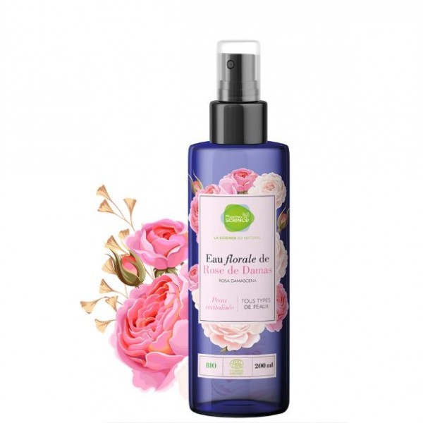 Pharmascience eau florale de rose de Damas bio 200ml - Pharmacie Agnès Praden à Alès