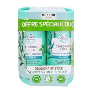 Weleda Déodorant Eucalyptus Menthe Poivrée Stick Bio 2x50g - Pharmacie Agnès Praden à Alès