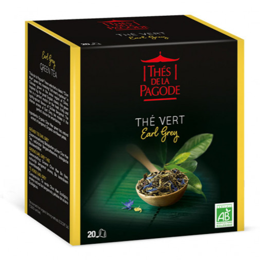 Thés de la Pagode Thé Vert Earl Grey 20 sachets - Pharmacie Agnès Praden à Alès