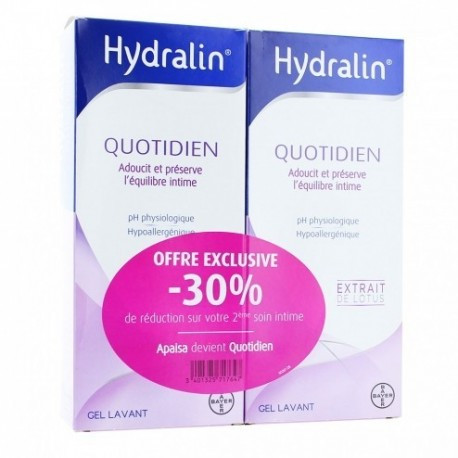 Hydralin quotidien gel lavant intime quotidien 400ml x2 - Pharmacie Agnès Praden à Alès