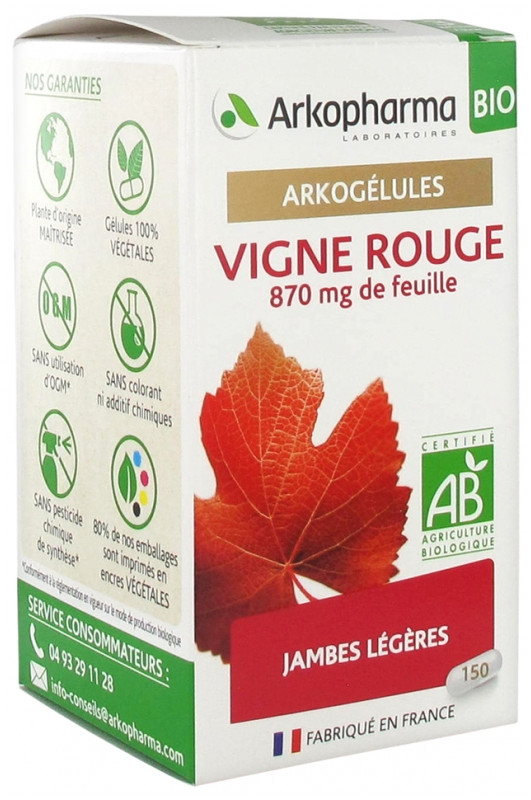 Arkopharma Arkogélules Vigne Rouge Bio 150 Gélules - Pharmacie Agnès Praden à Alès