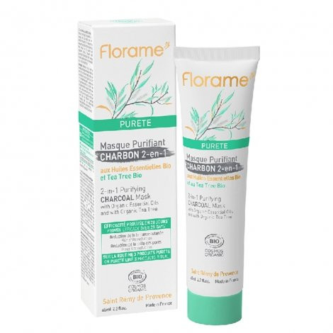 Florame Pureté Masque Purifiant Charbon 2 en 1 Bio 65ml - Pharmacie Agnès Praden à Alès
