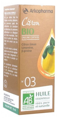 Arkopharma Huile Essentielle Citron  Bio 10 ml - Pharmacie Agnès Praden à Alès