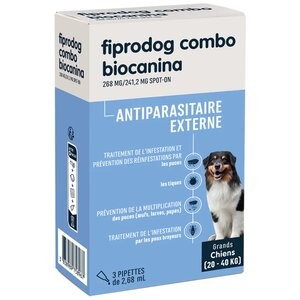 Biocanina  Fiprodog Combo  Grands Chiens de 20 à 40kg, 3 Pipettes - Pharmacie Agnès Praden à Alès