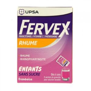 Upsa Fervex Enfants Sans Sucres Boite de 8 Sachets - Pharmacie Agnès Praden à Alès