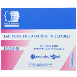 CMD Lavoisier Eau pour préparations injectables 10 Ampoules de 20 ml - Pharmacie Agnès Praden à Alès
