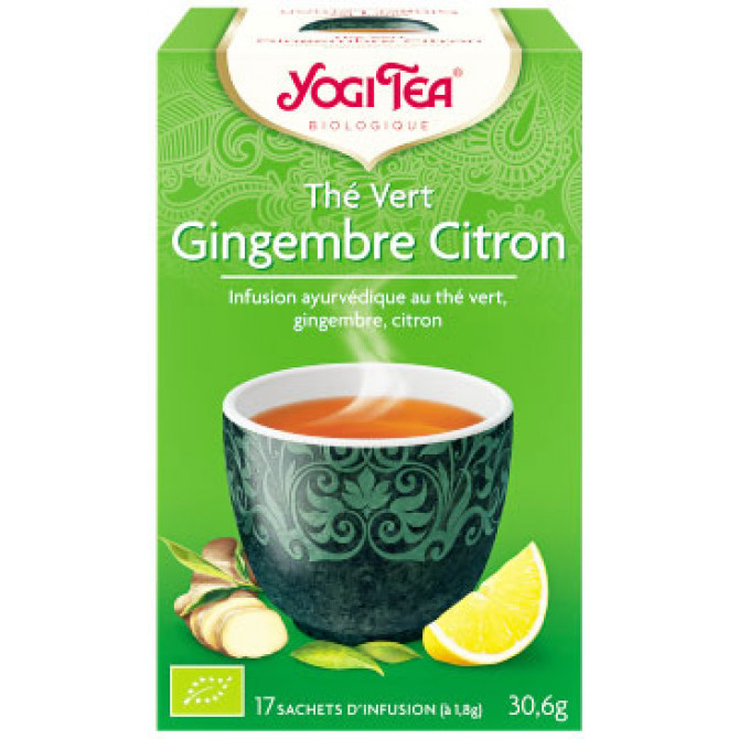 Yogi Tea Thé Vert Gingembre Citron 17 sachets - Pharmacie Agnès Praden à Alès