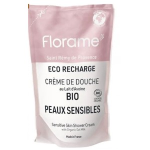 Florame Crème de Douche Lait d'Avoine Peaux Sensibles  Bio Éco-Recharge 700 ml - Pharmacie Agnès Praden à Alès