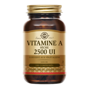 Solgar Vitamine A Sèche 2500 UI 100 comprimés  - Pharmacie Agnès Praden à Alès