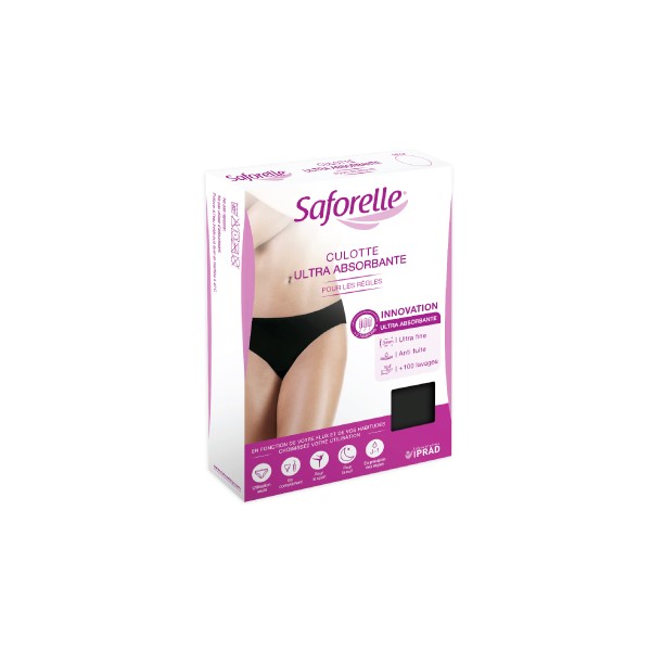 Saforelle culotte ultra absorbantes noire taille L - Pharmacie Agnès Praden à Alès
