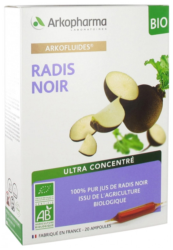 Arkopharma Arkofluides Radis Noir Bio 20 Ampoules - Pharmacie Agnès Praden à Alès