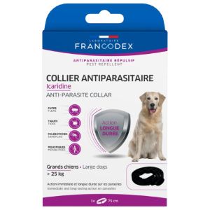 Francodex Collier Antiparasitaire Icaridine 75 Cm Noir Pour Chien Plus De 25 Kg - Pharmacie Agnès Praden à Alès