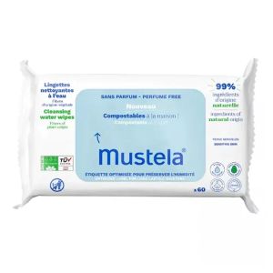Mustela Lingettes Nettoyantes à l'Eau Compostable x60 - Pharmacie Agnès Praden à Alès