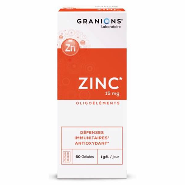 Laboratoire des Granions zinc 15mg 60 gélules 15g - Pharmacie Agnès Praden à Alès