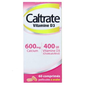 Pfizer Caltrate Vitamine D3 600mg/400UI x60 Comprimés - Pharmacie Agnès Praden à Alès