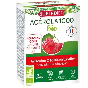 Superdiet Acérola Bio 1000 mg 24 Comprimés Sécables - Pharmacie Agnès Praden à Alès