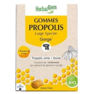 Herbalgem Propolis Large Spectre Gommes Bio x24  - Pharmacie Agnès Praden à Alès