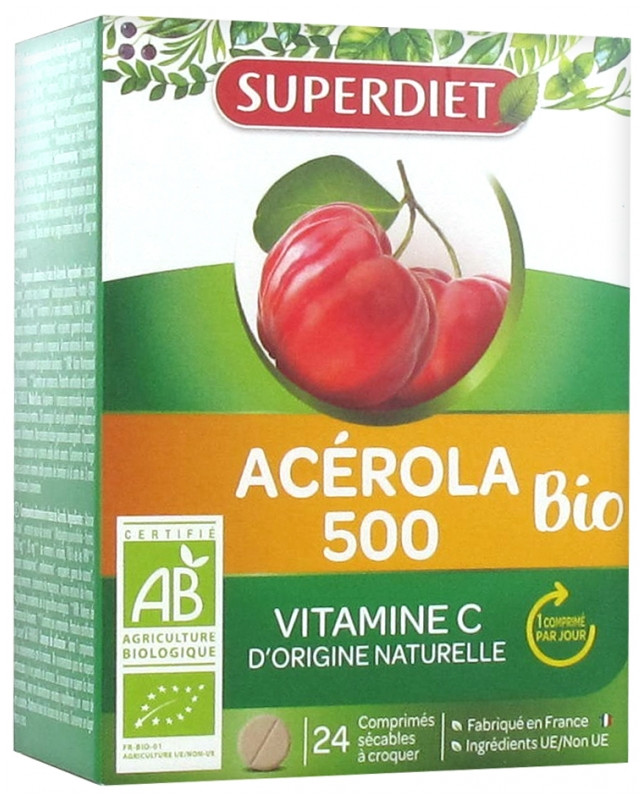 Superdiet Acérola 500 Bio 24 Comprimés - Pharmacie Agnès Praden à Alès