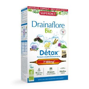 Super Diet Drainaflore Bio 20 Ampoules  de 15ml - Pharmacie Agnès Praden à Alès