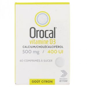 Arrow Orocal Vit D3 500mg/400UI 60 Comprimés 