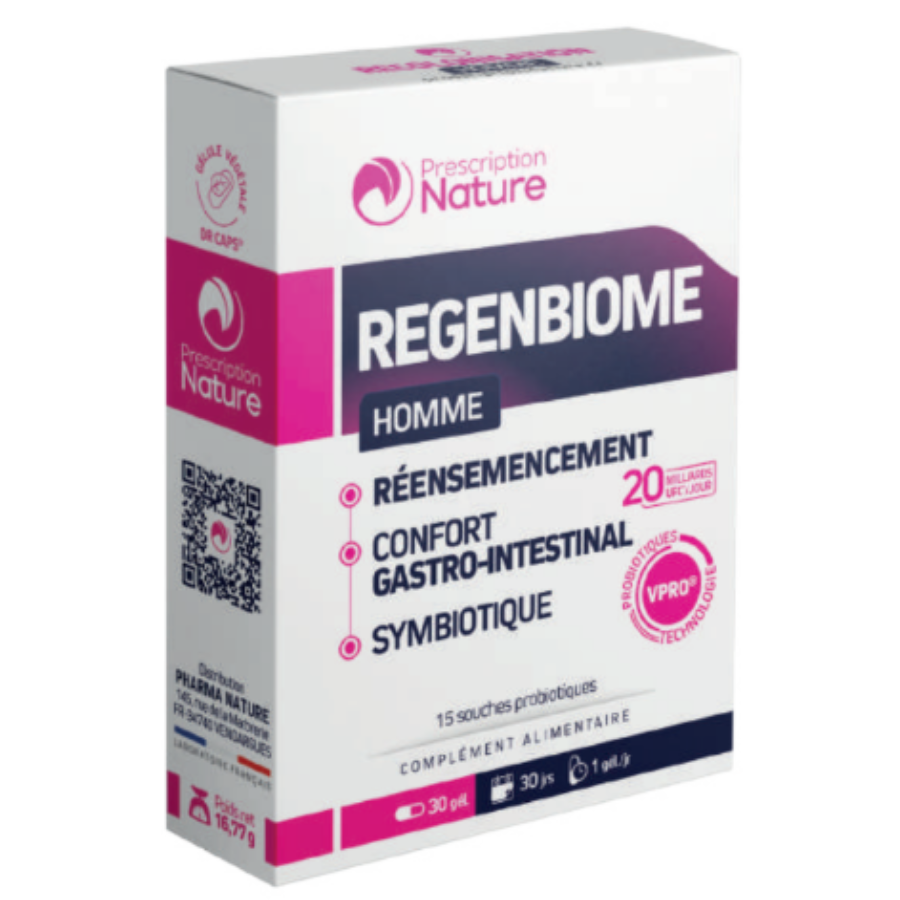 Prescription Nature Regenbiome Homme 30 gélules - Pharmacie Agnès Praden à Alès