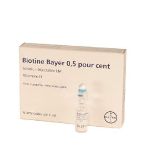 Bayer Biotine 5 mg Vitamine H Solution Injectable Antichute 6 Ampoules  - Pharmacie Agnès Praden à Alès