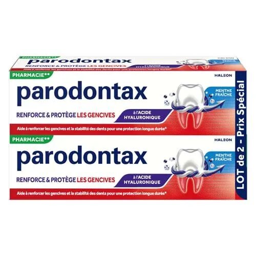 Parodontax Dentifrice Quotidien Renforce et Protège les Gencives à l'Acide Hyaluronique, 2x75ml - Pharmacie Agnès Praden à Alès