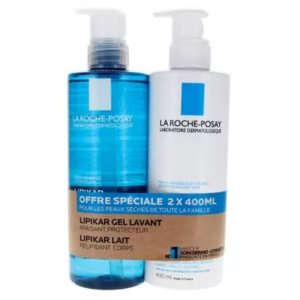 La Roche Posay  Lipikar Gel Lavant 400ml + Lait Corps 400ml - Pharmacie Agnès Praden à Alès