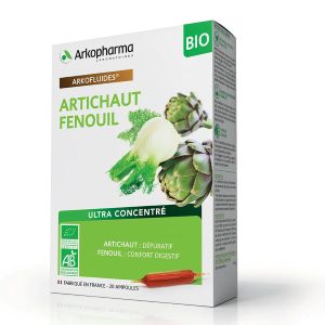 Arkopharma Arkofluides Artichaut Fenouil Bio 20 Ampoules - Pharmacie Agnès Praden à Alès