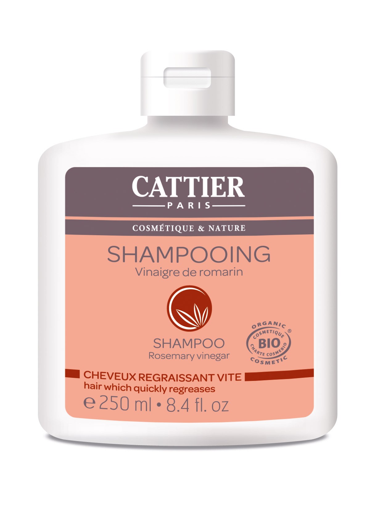 Cattier Shampooing Cheveux Regraissant Vite Vinaigre de Romarin 250 ml - Pharmacie Agnès Praden à Alès