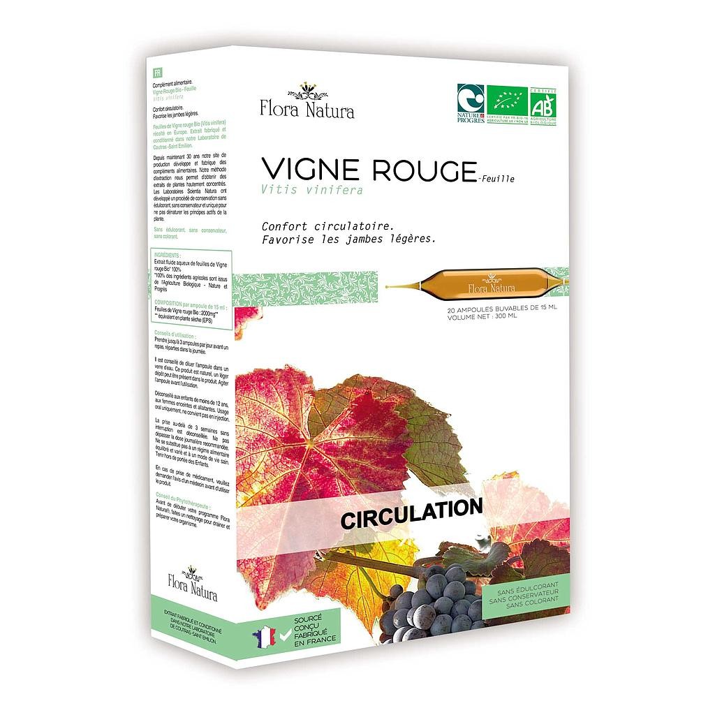 Flora natura vigne rouge bio 20 Ampoules - Pharmacie Agnès Praden à Alès