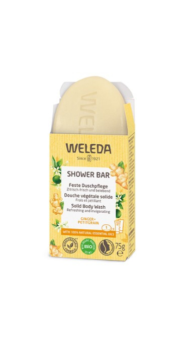 Weleda Savon douche végétale solide Gingembre & Petitgrain Bio - 75g - Pharmacie Agnès Praden à Alès