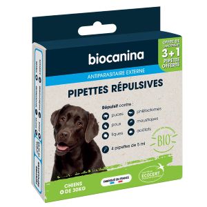 Biocanina Pipettes Répulsives Chiens de Plus de 30 kg 3 Pipettes + 1 Offerte - Pharmacie Agnès Praden à Alès