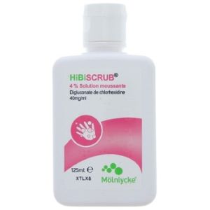 Molnlycke Hibiscrub 4% Solution Moussante 125ml - Pharmacie Agnès Praden à Alès