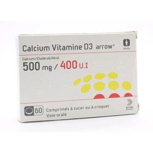 Arrow Calcium Vitamines D3 500mg 60 Comprimés à Sucer Ou à Croquer - Pharmacie Agnès Praden à Alès