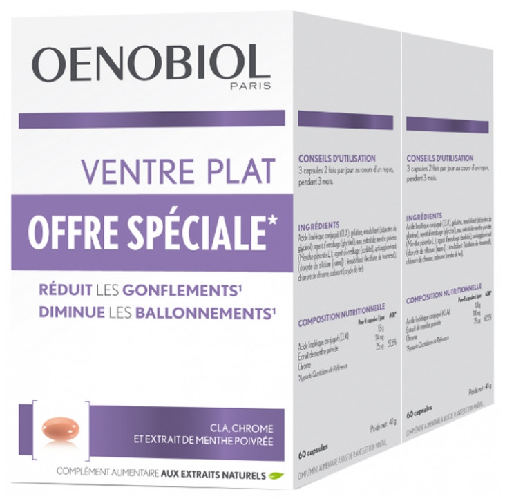 Oenobiol Femme 45+ Ventre Plat Lot de 2 x 60 Capsules - Pharmacie Agnès Praden à Alès