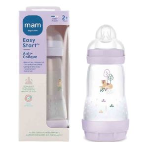 Mam Easy Start Biberon Anti-Colique 2 Mois Et + Couleur Lilas 260 ml  - Pharmacie Agnès Praden à Alès