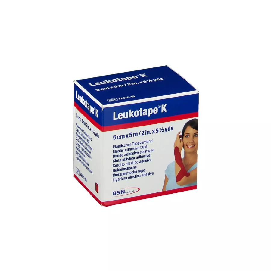 Leukotape K Bande Taping de kinésiologie 5 cm x 5 m - Rouge - Pharmacie Agnès Praden à Alès