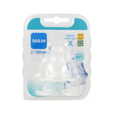 MAM 2 Tétines silicone pour liquide épais débit X - Pharmacie Agnès Praden à Alès