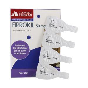 Clement-Thekan  Fiprokil Chat 50mg 4 Pipettes - Pharmacie Agnès Praden à Alès